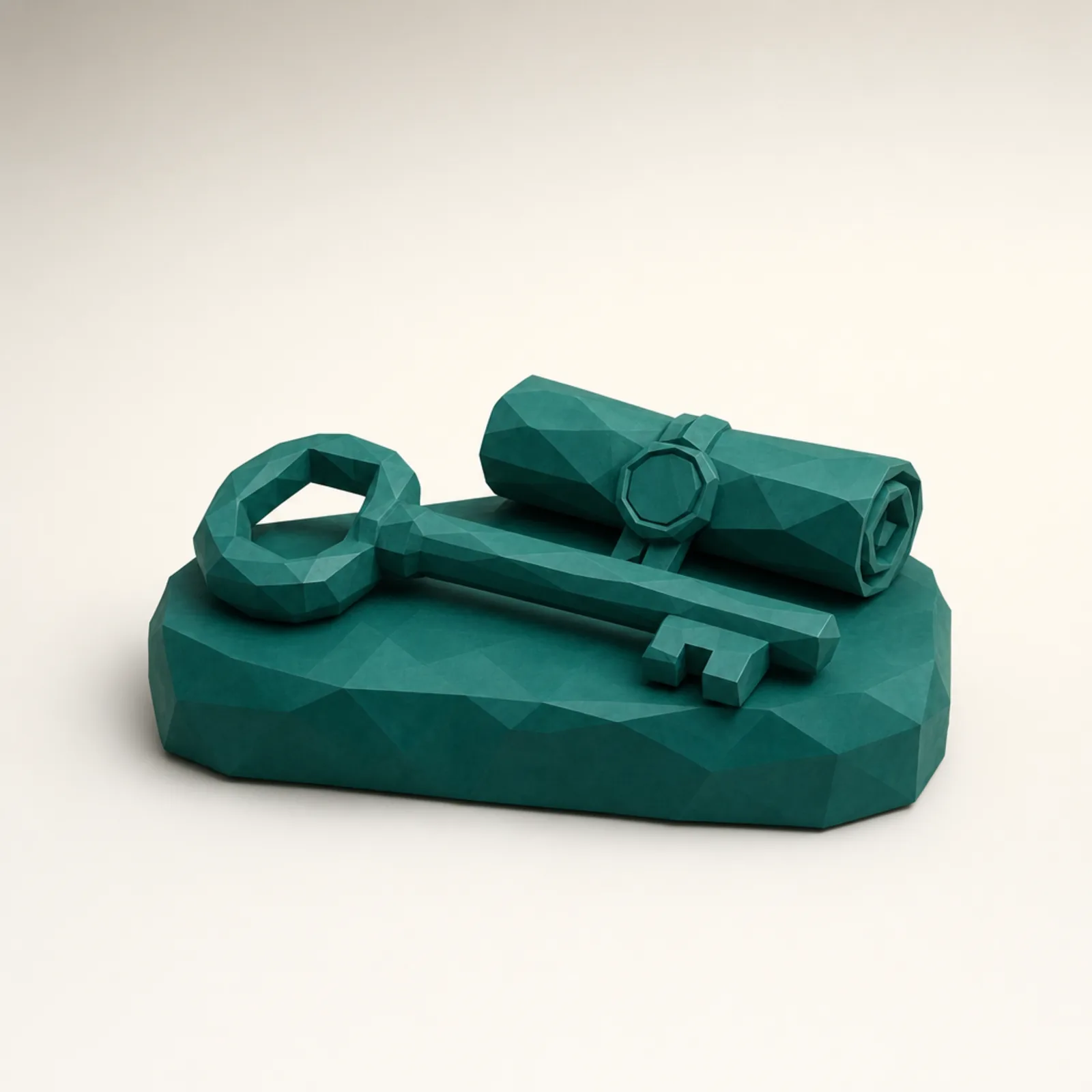 Facettierter Schlüssel mit Siegelrolle aus Stein