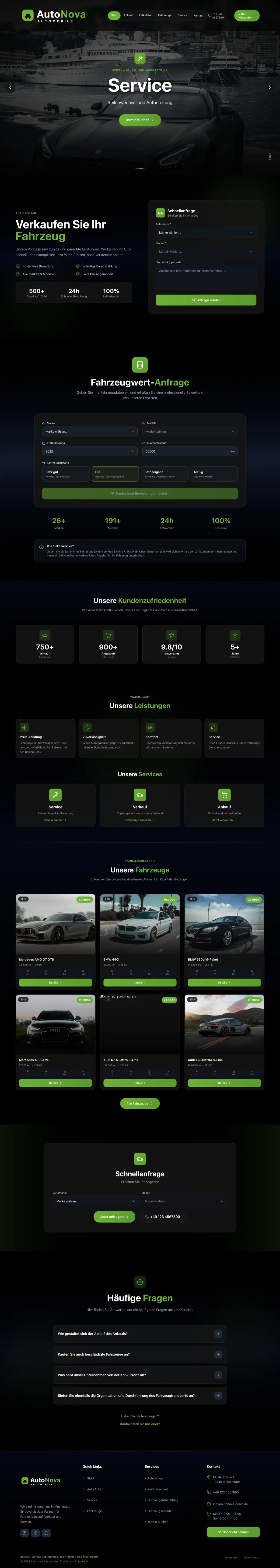 Gestaltungs-Beispiel für eine Autohaus-Website