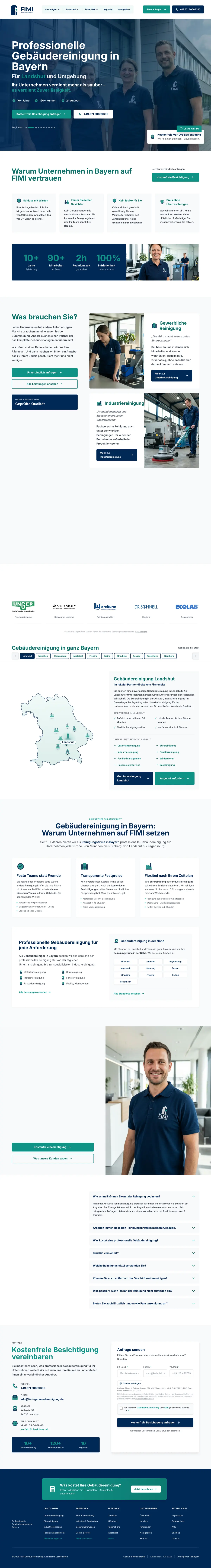 Website von FIMI Gebäudereinigung, von Brandea gebaut